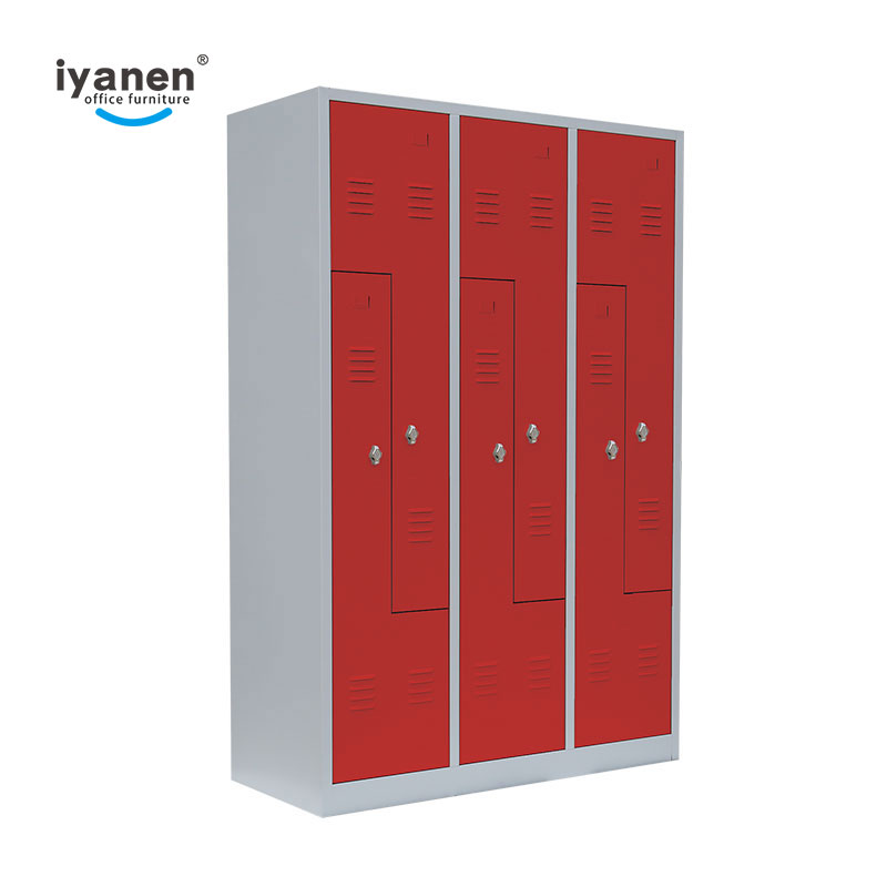 Z-type six-door red locker