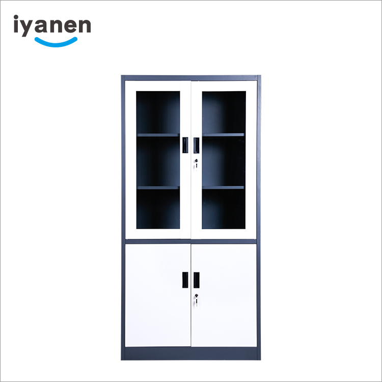 Full height glass door 2 swing door file cabinet